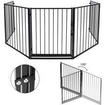 Barrière de sécurité enfant et animaux multi-fonction. 300 cm Grille de Protection métal. Grille de protection pliante à 5 panneaux avec porte