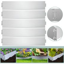 Swanew Bordure de pelouse Galvanisée Bordure de cour Bordure de tonte Bordure de parterre Métal 100x18cm 10m