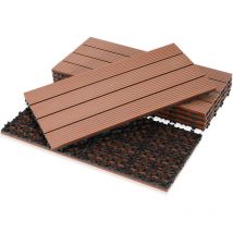 Tolletour - Carrelage de terrasse 1 m², carrelage wpc 60x30cm, 6 pièces de carrelage clic, carrelage de balcon, carrelage en bois, résistant aux