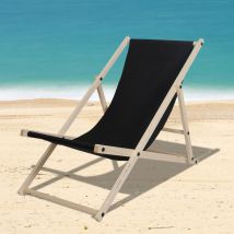 Tolletour - Chaise longue Bois pliable Chaise longue pliable Chaise solaire Chaise de jardin noir
