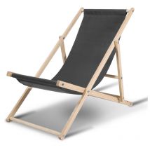 Swanew Chaise longue pivotante pliante Chaise longue de plage Chaise longue de balcon Chaise en bois Gris