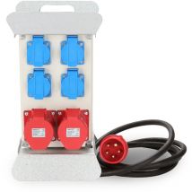 Coffret de Chantier Monophase Repartiteur de Courant Mural Coffret Electrique de Chantier 16A 2x400V 4x230V Schuko - Tolletour