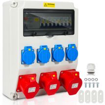 Coffret de Chantier Monophase Repartiteur de Courant Mural Coffret Electrique de Chantier 1X32A 2X16A 4x230V mit ls+fi - Tolletour
