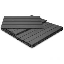Tolletour - Terrassenfliesen Holzfliesen wpc Fliesen Kunststoff Garten 60x30cm Klickfliese Bodenbelag mit Drainage Anthrazit-grau 1m² 6er