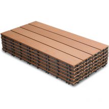 Tolletour - Terrassenfliesen Holzfliesen wpc Fliesen Kunststoff Garten 60x30cm Klickfliese Bodenbelag mit Drainage Braun 2m² 12er