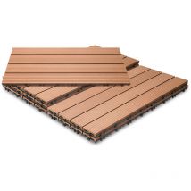 Tolletour - Terrassenfliesen Holzfliesen wpc Fliesen Kunststoff Garten 60x30cm Klickfliese Bodenbelag mit Drainage Braun 1m² 6er