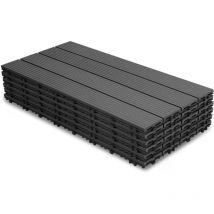 Tolletour - Terrassenfliesen Holzfliesen wpc Fliesen Kunststoff Garten 60x30cm Klickfliese Bodenbelag mit Drainage Anthrazit-grau 2m² 12er