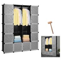Diy Armoire Penderie Étagère de Rangement en Plastique Meuble de Rangement Portable pour Vêtements Décor imprimé 20 boxe - Tolletour
