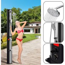 Tolletour - Douche solaire avec robinet pour camping et piscine en extérieur 60L (Avec couvercle de protection avec douchette argenté)