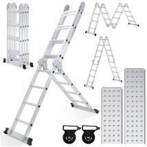 TolleTour Echelle pliante Echelle télescopique 4x4 470cm en aluminium Echelle Echelle multifonctionnelle