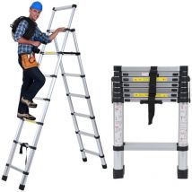 Tolletour - swanew Echelle Télescopique jusqu'à 150 kg Escabeau stable en aluminium Multi-Fonction 2.0m+2.3m Escabeau extensible