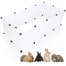 Freigehege 12 Stück 35x45 cm für Kleintiere variabler Aufbau Laufgitter Freilaufgehege Leicht zu montieren Weiß - Tolletour