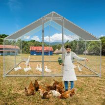 Enclos poulailler Acier galvanisé avec parc grillagé avec serrure espace couvert Poulailler pour petits animaux 3 x 3 x 2 m 9m² - Tolletour