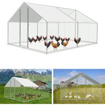 Enclos poulailler Enclos extérieur Acier galvanisé avec grillagé und Auvent cage pour animaux Poulailler pour lapin 3 x 4 x 2 m - Tolletour