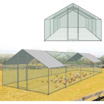 Tolletour - Enclos poulailler grillagé 8x3 m avec porte latérale et toit dôme 24 m²