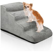 Escalier pour Chien Chat en Éponge Haute Densité Rampe avec Fond Antidérapant Couverture Lavable à 4 Marches gris - Tolletour