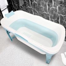 Tolletour - swanew baignoire adulte Baignoire pliable avec Housse et Rouleaux de Massage, Baignoire Portable, Bleu