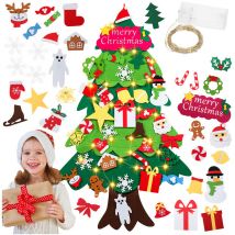 Tolletour - Filz Weihnachtsbaum.DIY Weihnachtsbaum Weihnachten Set Hängend Nachbildung für Kinder Weihnachten Geschenk mit led Lichter. 32PCS
