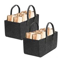 Filztasche 2er Set Aufbewahrungskorb Tragetasche Behälter Wäschesammler Filz Faltbar Dunkelgrau 50 x 25 x 25 - Tolletour