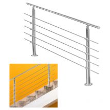 Geländer Treppengeländer ø 42mm Edelstahl Handlauf für Innen und Außen geeignet 150cm mit 5 Querstreben - Tolletour