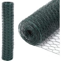 Tolletour - Grillage a Poule Métallique pour Cloture 0,5x25m, Fil de fer Hexagonal pour Jardin Poulailler Voliere Clapier, Vert