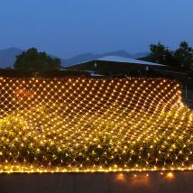Led Lichternetz Außen und Innen mit 8 Leuchtmodi Lichterkette Netz IP44 Wasserdicht für Weihnachten Halloween Garten Hochzeitsfeier Warmweiß 1.5x1.5M