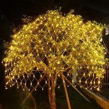 Led Lichternetz Außen und Innen mit 8 Leuchtmodi Lichterkette Netz IP44 Wasserdicht für Weihnachten Halloween Garten Hochzeitsfeier Warmweiß 2x2M