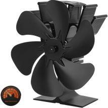 Tolletour - Kaminofen Ventilator Stromloser Ofenventilator 6 Flügel kaminventilator für Kamin Kaminrohr mit Thermometer
