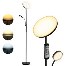 Led Stehleuchte 27W Dimmbar Stehlampe. Deckenfluter mit 2 Lampen. Leseleuchte mit Fernbedienung. 175cm - Tolletour