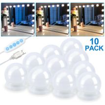 Led Spiegelleuchte für Make Up 10 LEDs Schminklicht usb Spiegellampe Dimmbar Hollywood-Stil Schminkspiegel Licht für Kosmetikspiegel - Tolletour
