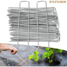 Tolletour - Lot de 50-1000 Piquets de fixation, Ø2,8mm, en acier galvanisé pour bâche, Toile de Paillage - 500pcs
