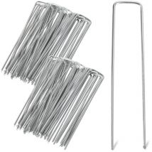 Tolletour - Lot de 50-1000 Piquets de fixation Ø28mm en acier galvanisé pour bâche Toile de Paillage - 100pcs
