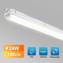 Luminaire led pour locaux humides Luminaire ovale pour cave Luminaire pour baignoire 150cm Blanc neutre - Tolletour