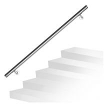 Edelstahl Handlauf Geländer matt. runde Treppe. innen und außen. ø 42 mm. Treppengeländer mit Bügel. silber 120 cm - Tolletour