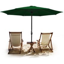 Parasol de Jardin 350 cm, UV30+, Parasol d'Extérieur, Parasol de Terrasse, Manivelle, Vert, Parasol de plage - Tolletour