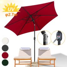 Parasol - parasol jardin, parasol deporté, parasol de balcon - 270 cm Rouge, Parasol de plage - Tolletour