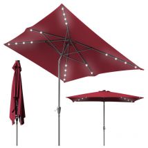 Parasol rectangulaire uv jusqu'à UV30+, Inclinable 200x300cm, avec support et led, Rouge - Tolletour