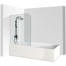 Tolletour - Pare-baignoire facile à nettoyer pivotant Paroi de douche sanitaire 6mm Nano Repliable glass 2 parties 100x140cm Argent