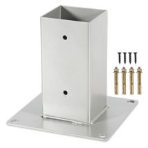 TolleTour Pied de poteau carré Acier Poteaux carrés en bois Argent 70x70mm