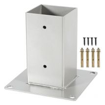 Tolletour - Pied de poteau carré Acier Poteaux carrés en bois Argent 80x80mm