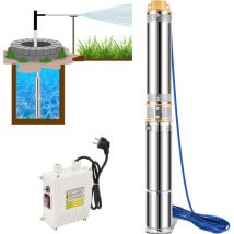 Tolletour - Pompe de puits 750W Pompe submersible à eau de puits 10 turbines et capacité de pompage d'eau propre jusqu'à 4000L/h hauteur maximale de
