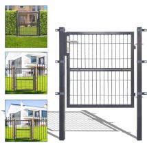 Portail de clôture de jardin Portillon grillagé avec poteaux Acier Portail de jardin Avec serrure 100100CM Anthracite - Tolletour