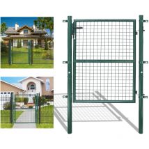 Portail de clôture de jardin Portillon grillagé avec poteaux Acier Portail de jardin Avec serrure 100100CM Vert - Tolletour