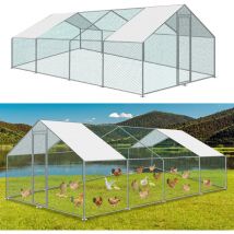 Poulailler xxl Enclos d'extérieur avec serrure de sécurité et chiffon de peinture en polyéthylène imperméable 3 x 8 x 2 m - Tolletour
