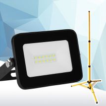 Swanew Projecteur de chantier à led 1x 10W avec trépied ajustable Projecteur extérieur Projecteur à led blanc chaud
