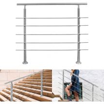 Tolletour - Geländer Treppengeländer ø 42mm Edelstahl Handlauf für Innen und Außen geeignet 180cm mit 5 Querstreben