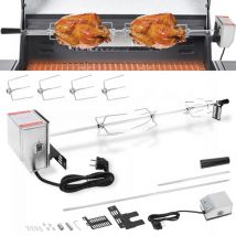 Tolletour - Set de brochettes Broche bbq pour grill 117 cm incl. moteur en acier inoxydable, 220V - 240V Rôtissoire pour Barbecue