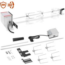 Tolletour - Set de brochettes Broche bbq pour grill 117 cm incl. moteur en acier inoxydable, 220V - 240V Rôtissoire pour Barbecue
