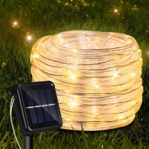 Swanew 1 jeu de guirlandes lumineuses solaires 8 fonctions,200 led étanches,22 m(Blanc Chaud)