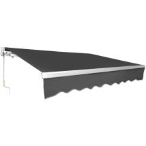 Sonnenmarkise manuelle Gelenkarmmarkise Markise Sonnenschutz Alu/Polyester Anti-UV und wasserfest Terrasse oder Garten Grau 3.5 x 3 m - Tolletour